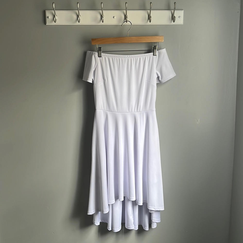 White dress high-low